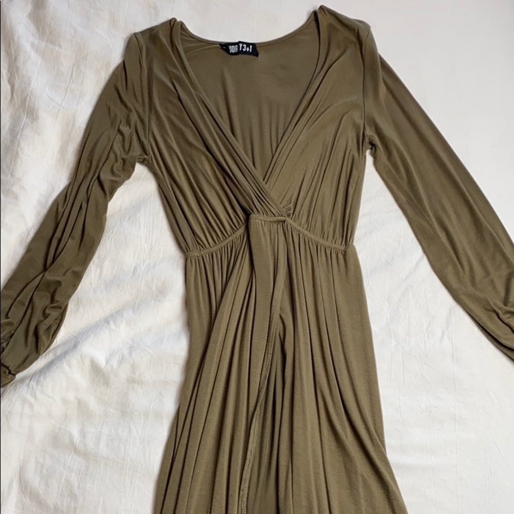 Army green maxi dress